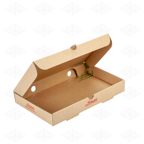 جعبه پیتزا ای فلوت پرپروک درباز - ساده با چاپ خطی قرمز