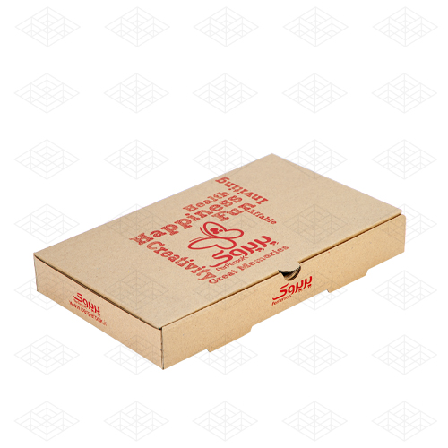 جعبه پیتزا ای فلوت پرپروک دریسته - ساده با چاپ خطی قرمز